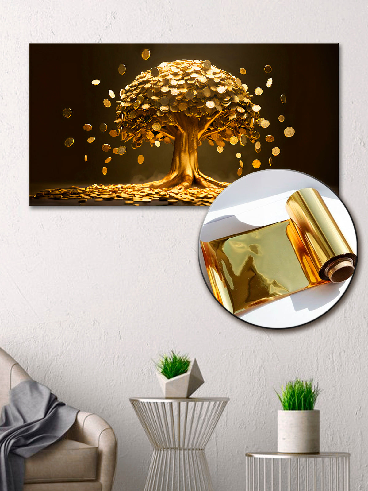 money tree decor Gilded Art Print Coin Money Tree – Gilded Wall Decor with Gold Accents –  ArtGold Foil Prints