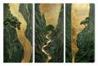 Gold Foil Japanese-style River Multi Panel Wall Art Canvas.