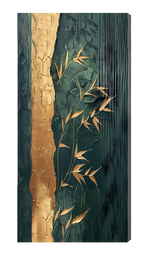Japanese Golden Bamboo Wall Art | Gold Foil Print | Gold Accent Art for Living Room & Bedroom