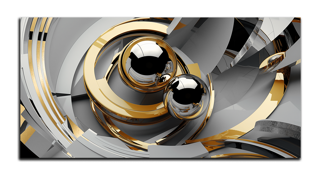 Gilded painting "abstraction of spirals and spheres"