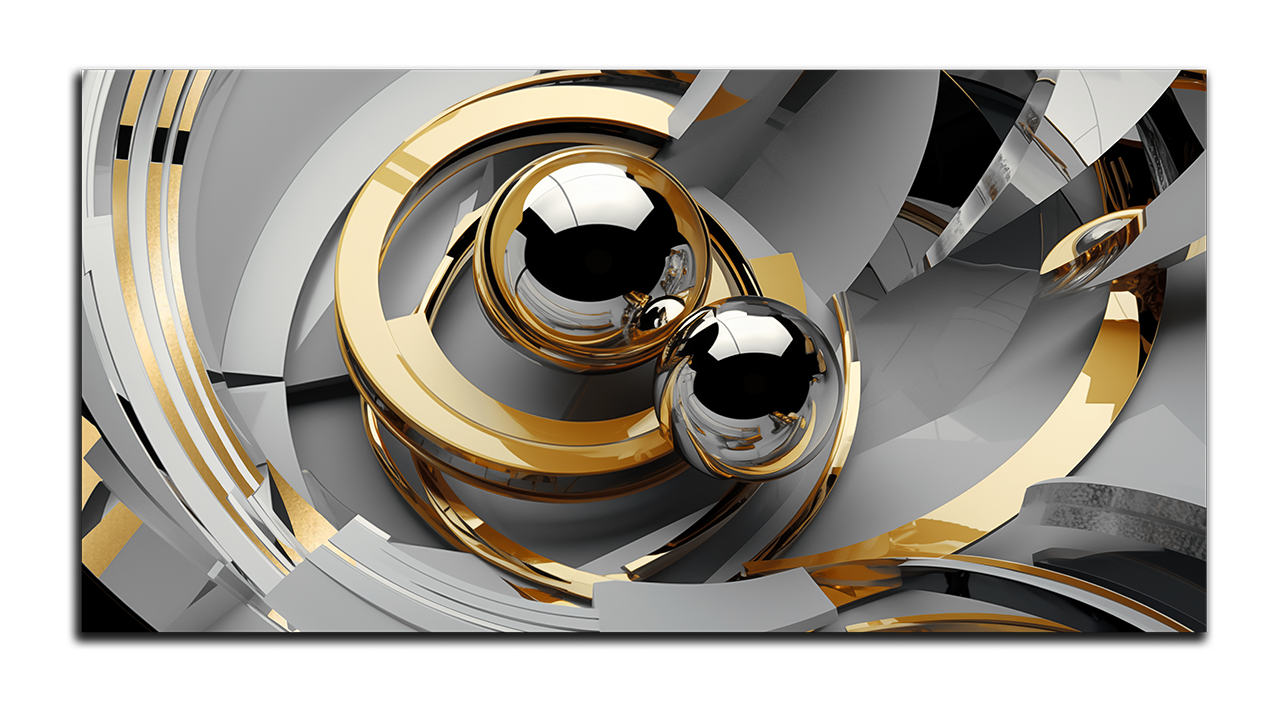 Gilded painting "abstraction of spirals and spheres"