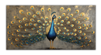 Gilded Art Print: Peacock Gold Accent Wall Decor Canvas Foil
