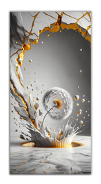 Gold Foil Wall Art Print: Dandelion Gold Accent Wall Decor Canvas Foil