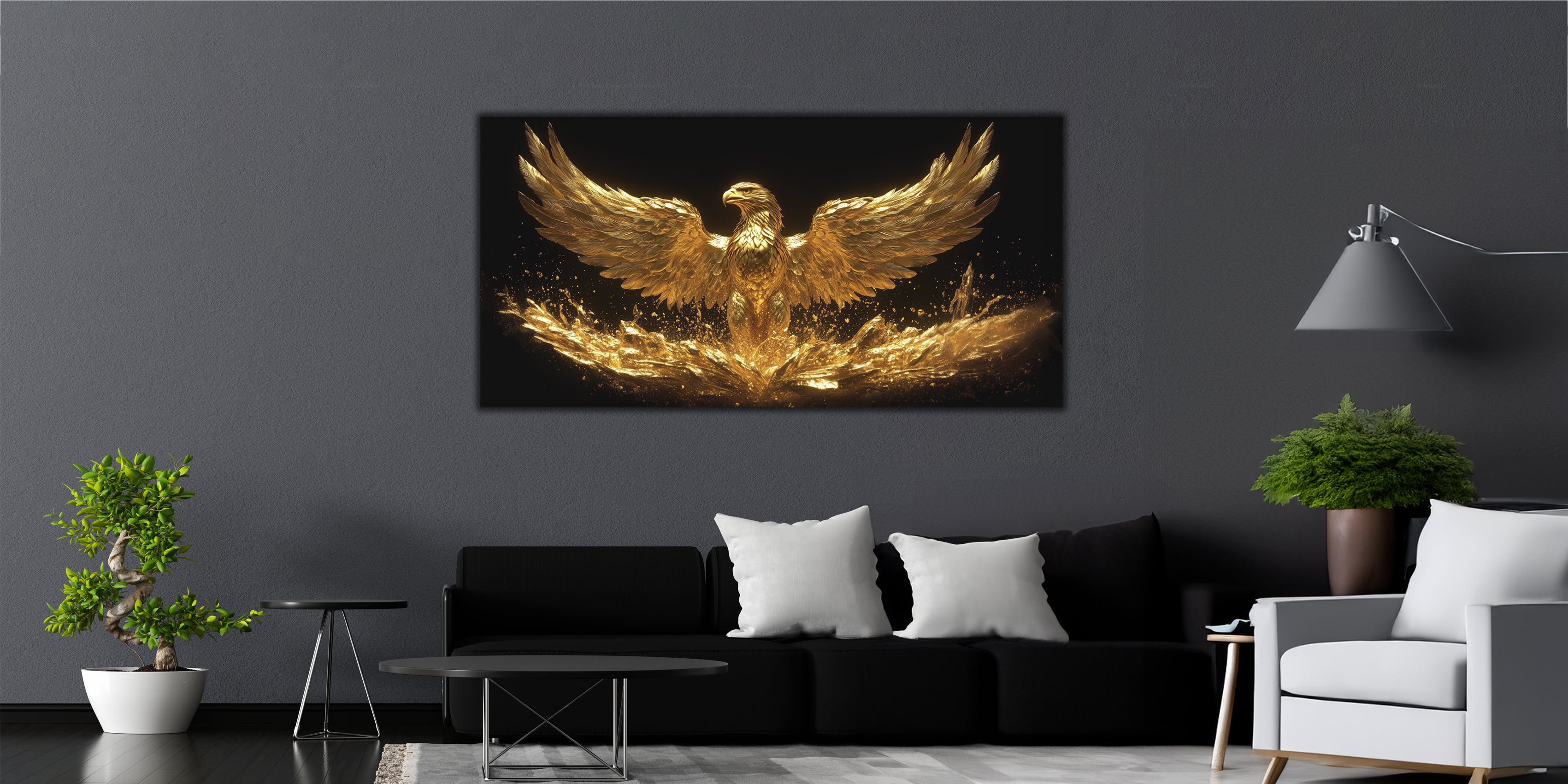 Gold Foil Wall Art Print Golden Eagle for the Bedroom and Living room