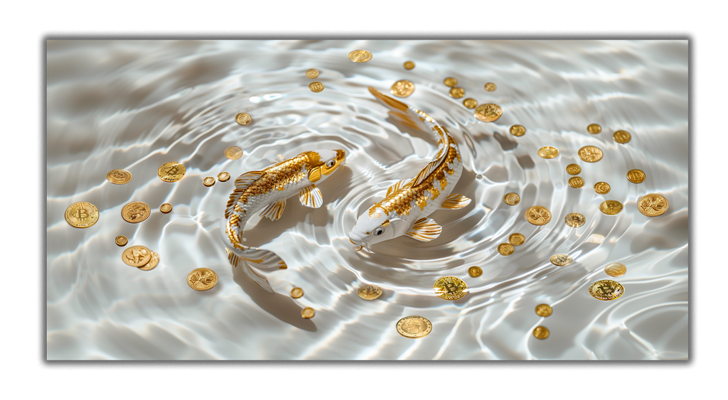Gold Wall Art – Golden Koi Metallic Foil Canvas