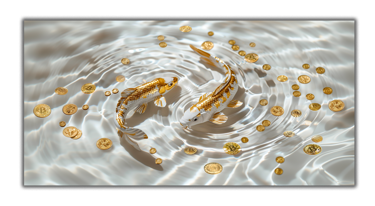 Golden Koi Gold Foil Wall Art – Gilded Canvas Print with Luxury Gold Accent Decor