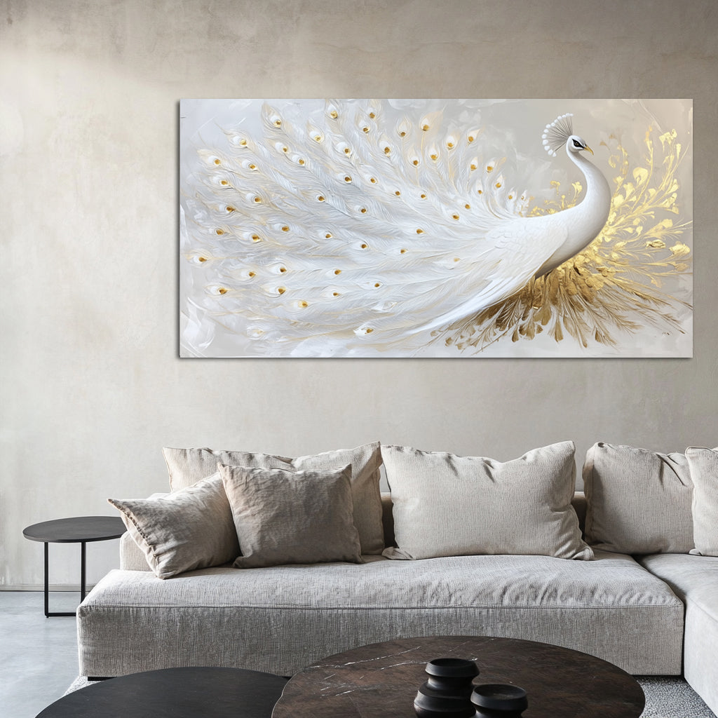 gilded painting "white peacock"