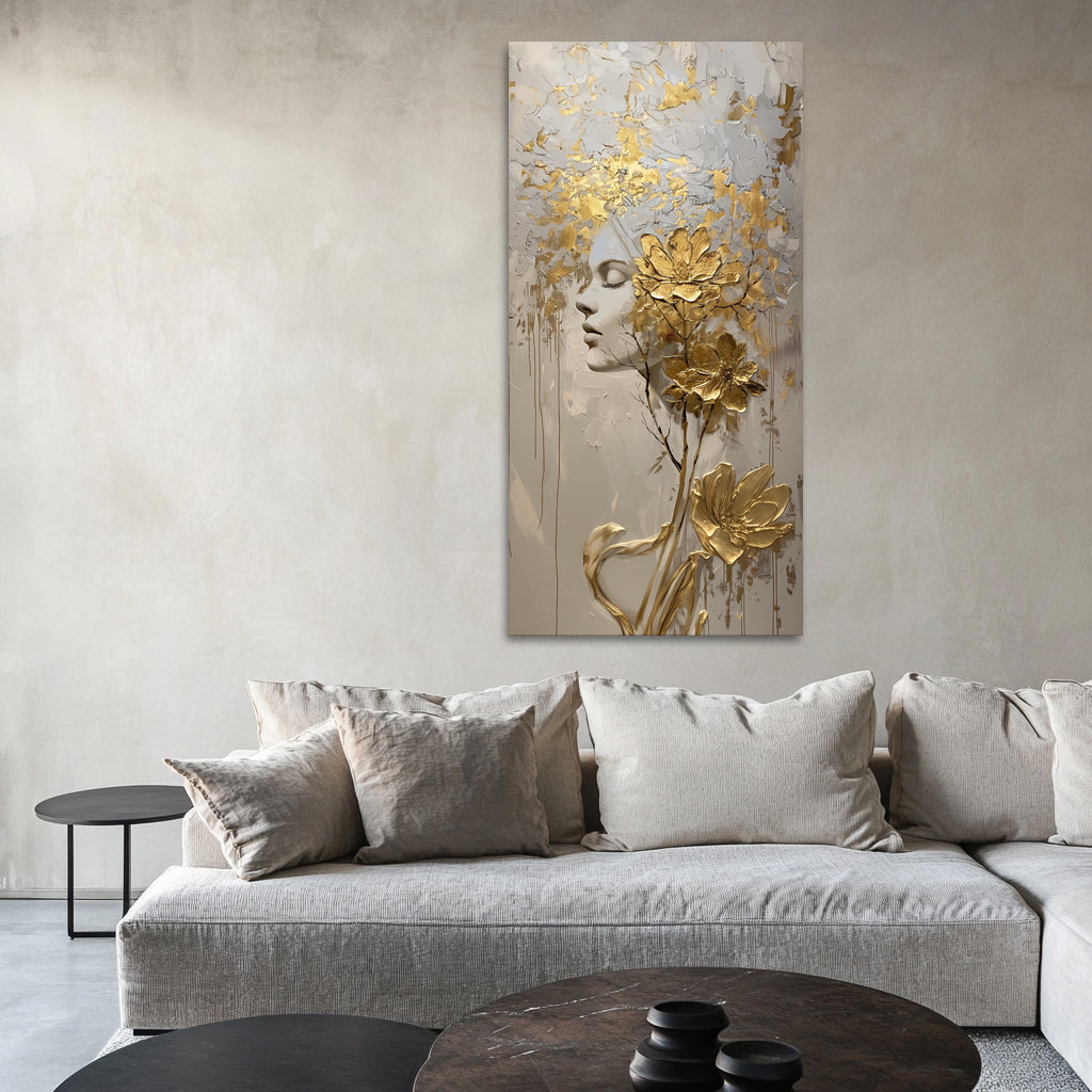 Gilded painting "abstraction with a girl"