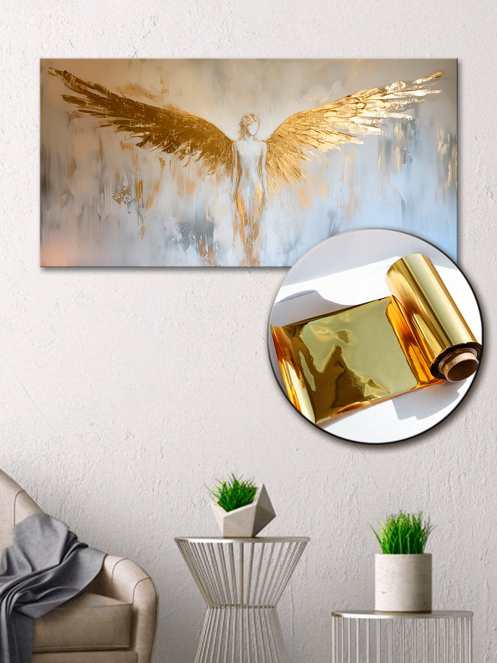 Gold Wall Art – Angel Metallic Foil Canvas