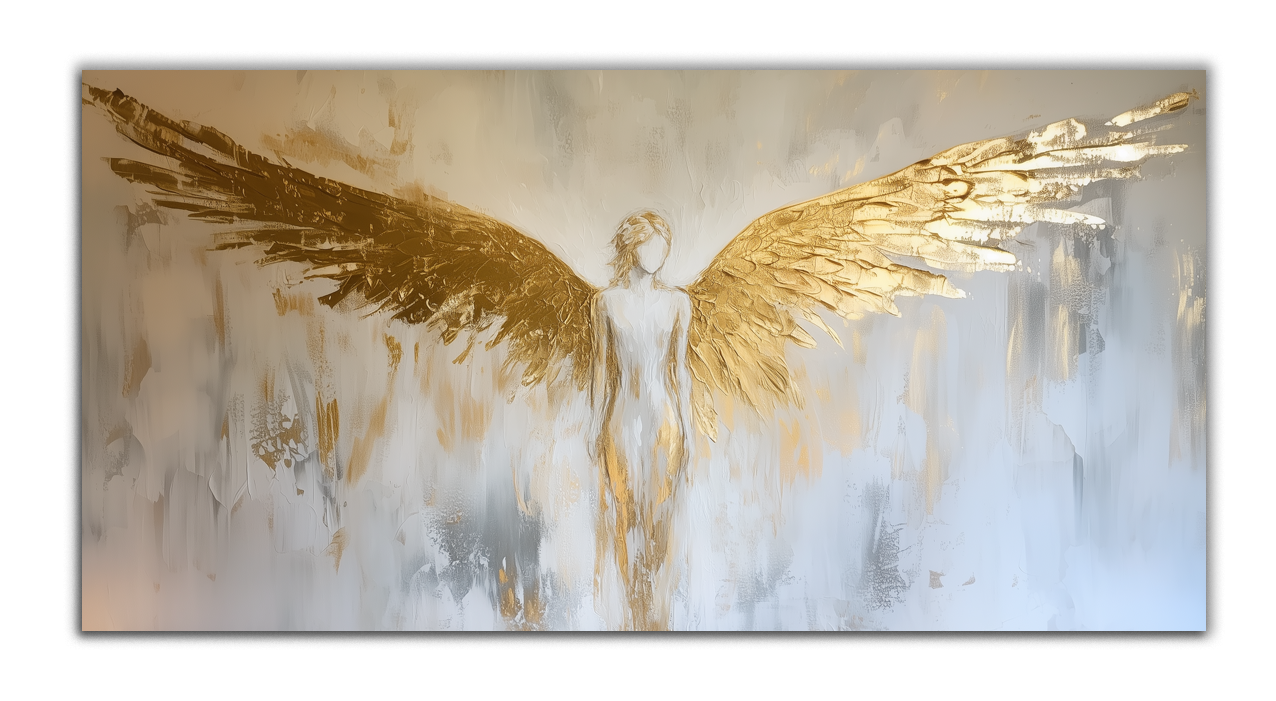 Gilded Art Print Angel – Gilded Wall Decor & Gold Accent Canvas, Foil