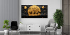 Gold Art Print Japanese Style — Modern Gold Art Wall Decor, Gold Foil Canvas, Foil