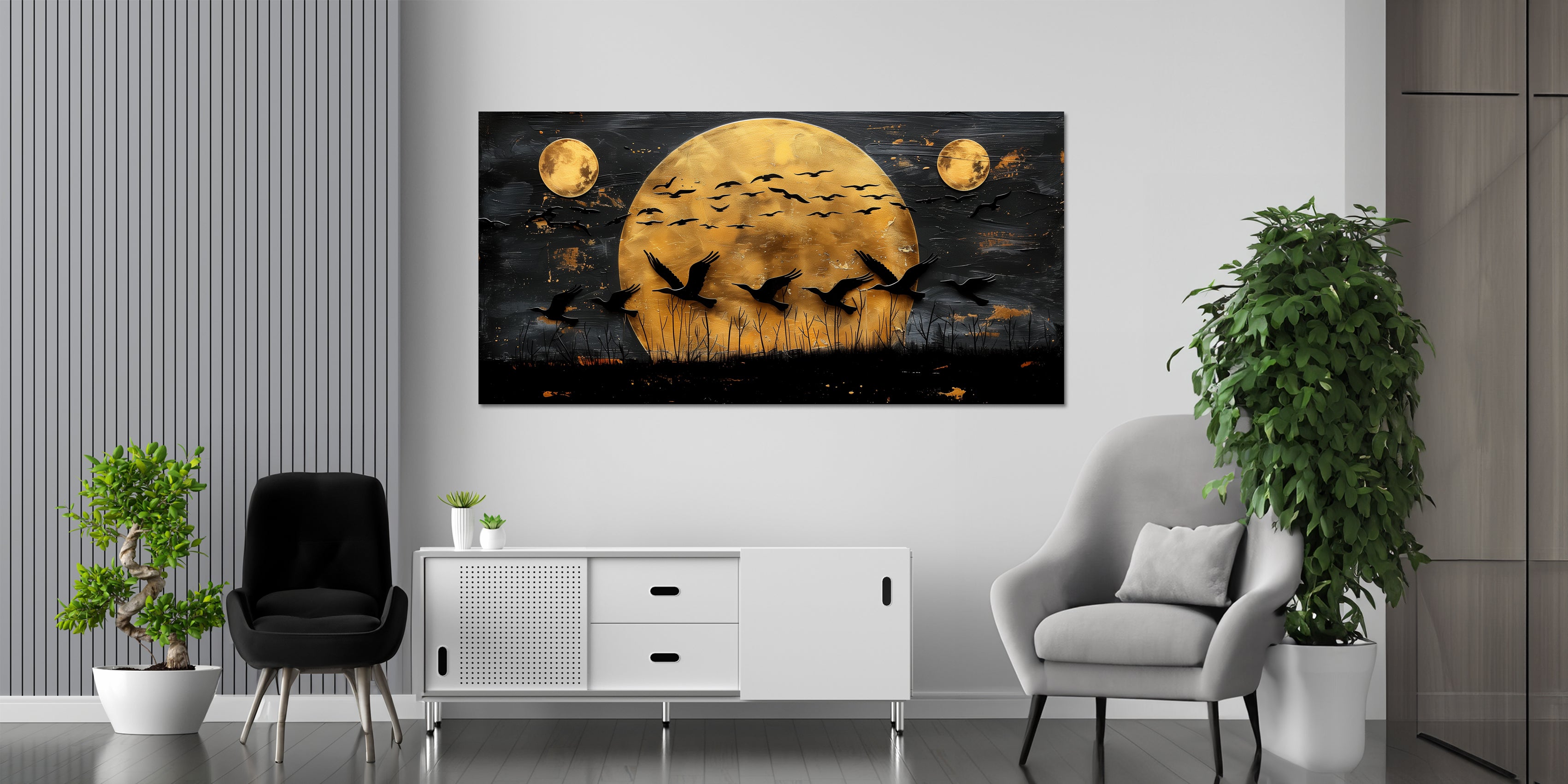 Gold Foil Wall Art Japanese Style.