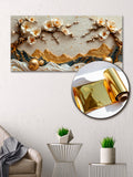 Gold Foil Wall Art Print Bonsai and Mountains — Gold Accent , Metallic Foil Canvas