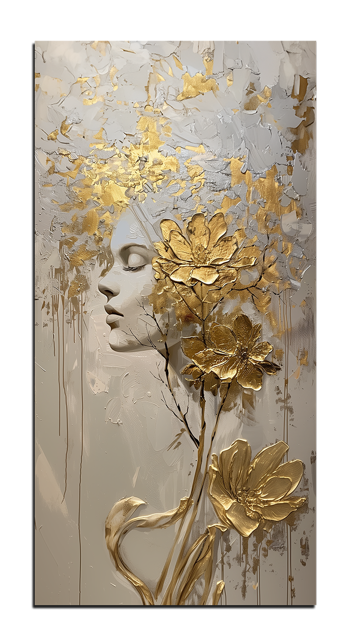 Gilded painting "abstraction with a girl"