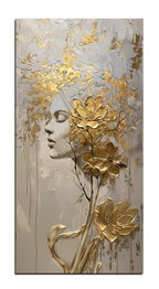 Gold Wall Art – Abstract Girl Metallic Foil Canvas
