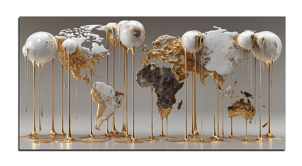 Gilded painting "Abstract map of the planet"