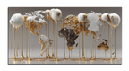 Gold Art Print Abstract Map of the Planet – Gold Accent Wall Decor Canvas, Foil