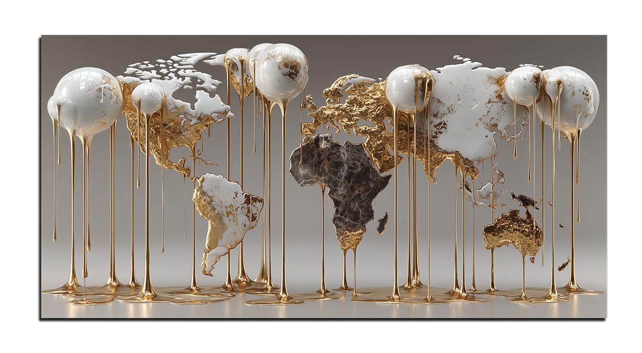 Gilded painting "Abstract map of the planet"