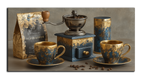 Gilded Art Print Coffee Set – Gold Accent Wall Decor Canvas, Foil