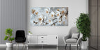 Gilded Art Print Flowers Magnolias – Gold Accent Wall Decor Canvas, Foil