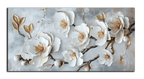 Gilded Art Print Flowers Magnolias – Gold Accent Wall Decor Canvas, Foil