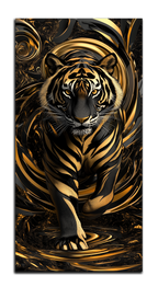 Gilded Art Print Tiger – Gold Accent Wall Decor Canvas, Foil