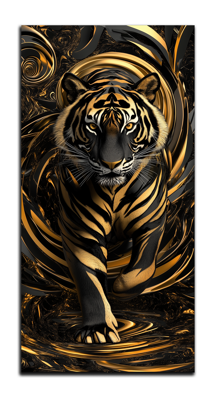 Gilded Art Print Tiger – Gold Accent Wall Decor Canvas, Foil