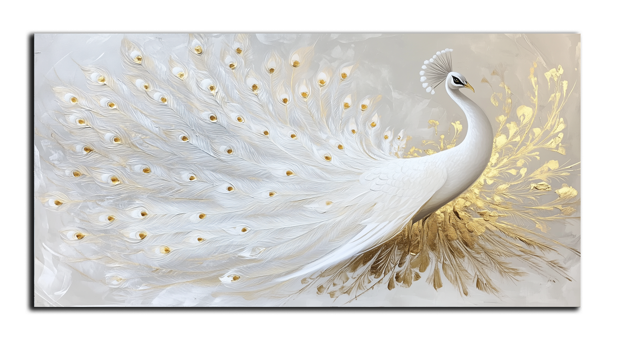 gilded painting "white peacock"