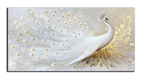 Gold Wall Art – White Peacock Metallic Foil Canvas