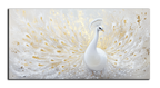 Gold Foil Wall Art Print White Peacock – Gold Accent Wall Decor Canvas