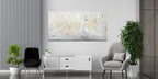 Gold Foil Wall Art Print White Peacock – Gold Accent Wall Decor Canvas