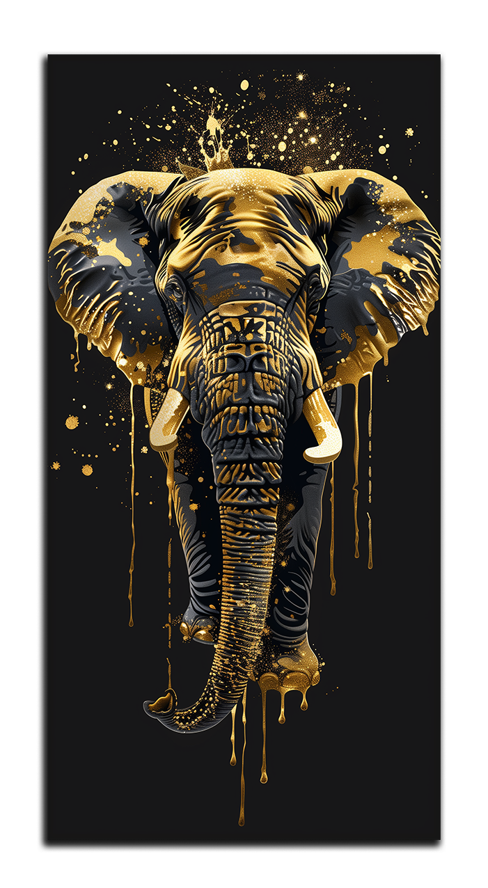 Gilded Art Print Elephant – Gold Accent Wall Decor Canvas, Foil
