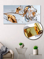 Gold Foil Wall Art Print White Rose – Gold Accent Wall Decor Canvas