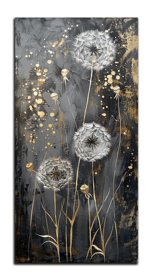 Vergoldeter Kunstdruck Pusteblume – Gold Akzent Wanddeko Leinwand, Folie