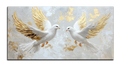 Gold Foil Wall Art Gilded Painting White Doves Canvas Print