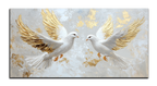 Gold Foil Wall Art Gilded Painting White Doves Canvas Print