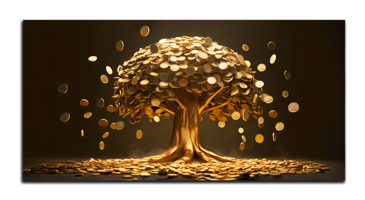 deluxe money tree stamp Gilded Art Print Coin Money Tree – Gilded Wall Decor with Gold Accents – ArtGold Foil Prints