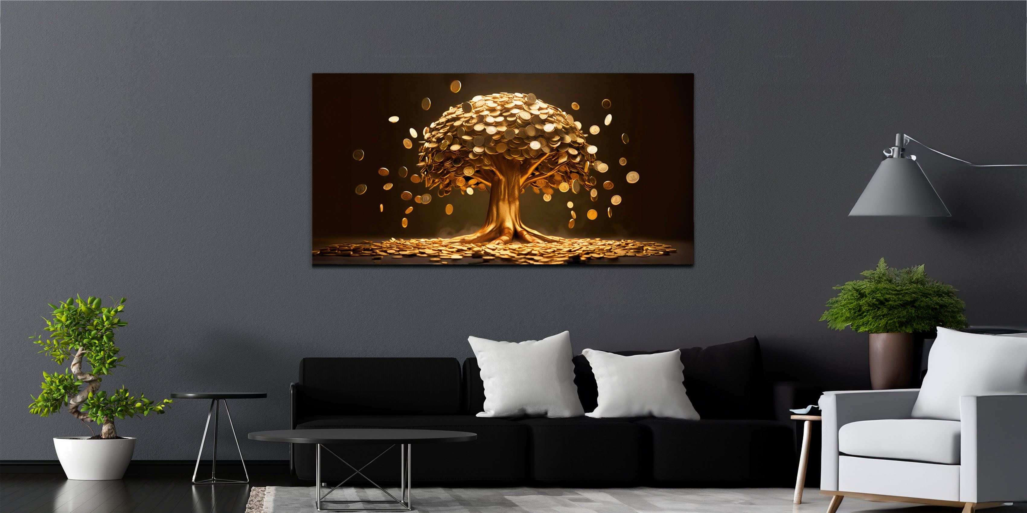 Gilded Art Print Coin Money Tree – Gilded Wall Decor with Gold Accents Foil