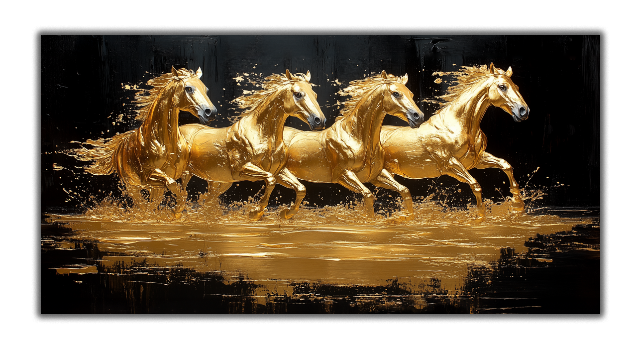 Gilded Art Print Horses – Gilded Wall Decor with Gold Accents Foil