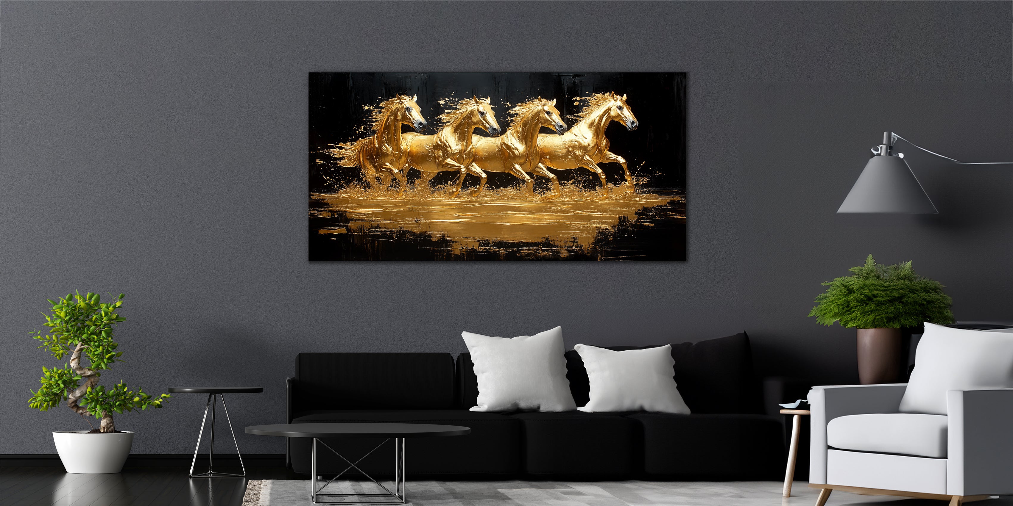 Gilded Art Print Horses – Gilded Wall Decor with Gold Accents Foil