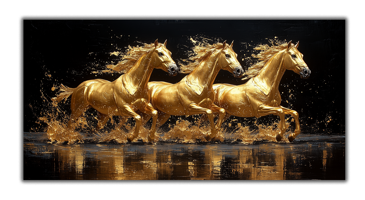 Gilded Horse Wall Art – Gold Accent Animal Decor with Foil Print