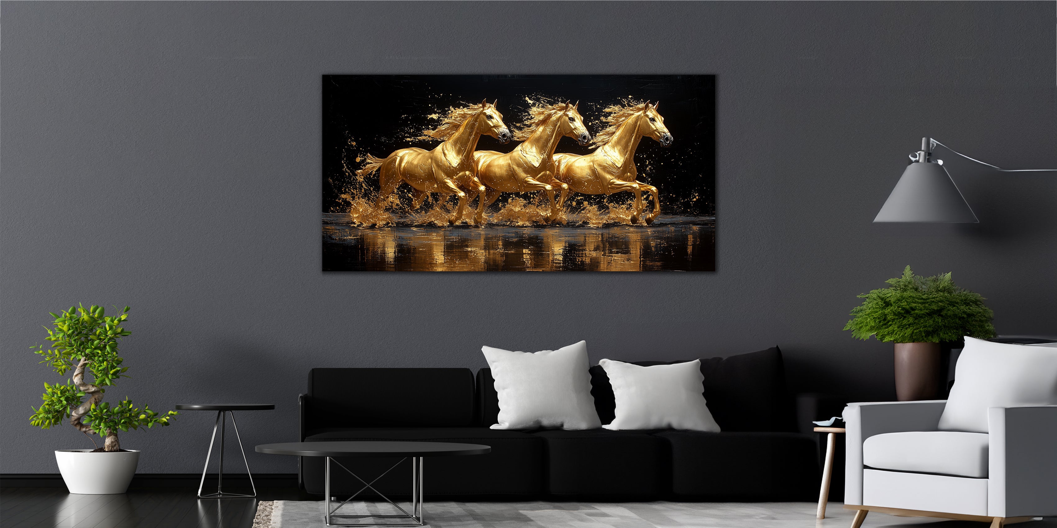 Gilded Horse Wall Art – Gold Accent Animal Decor with Foil Print