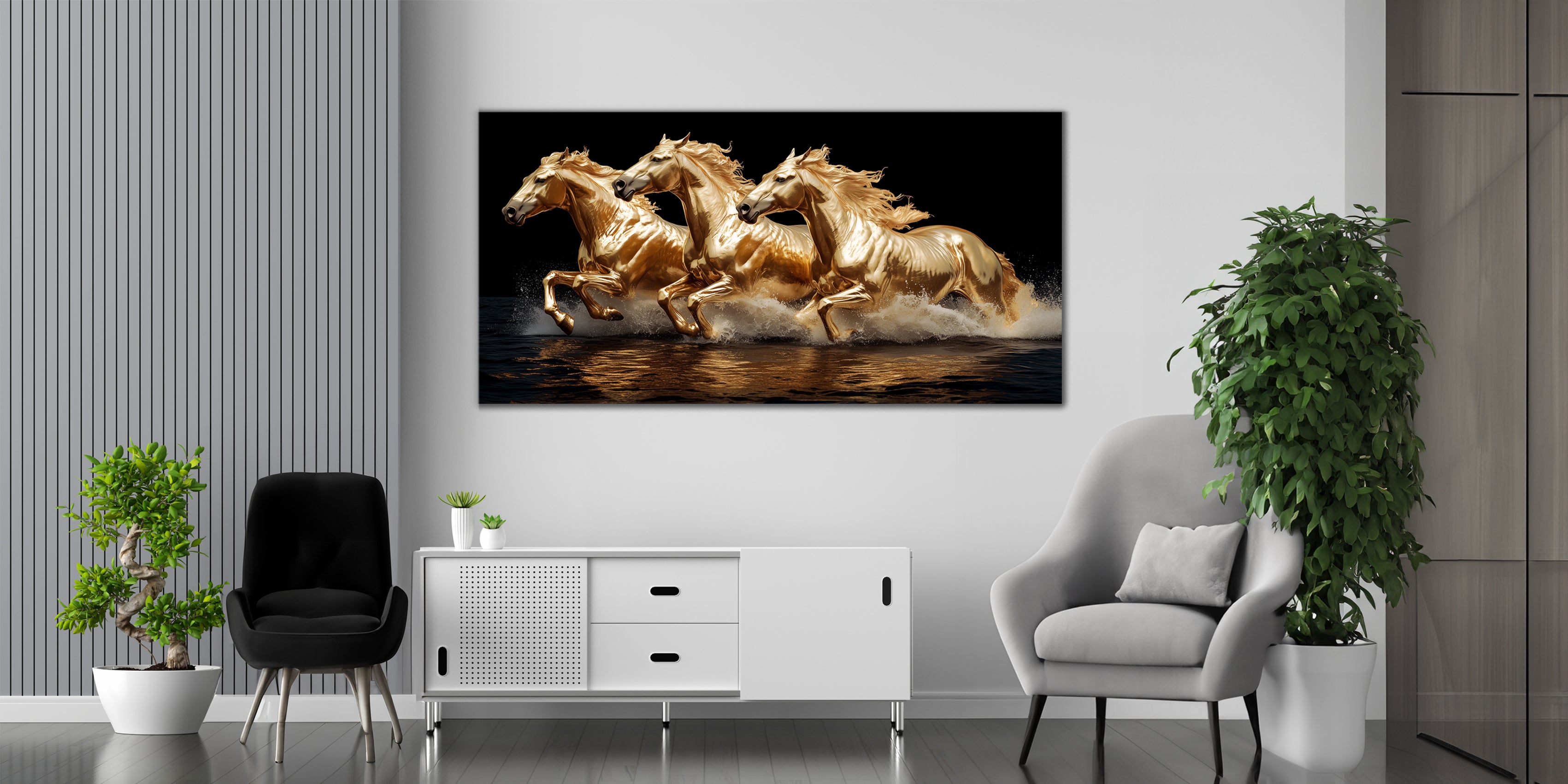 Golden Horse Gold Foil Wall Art Print – Gold Foil Canvas Print Wall Art