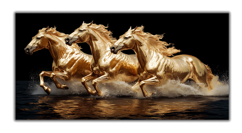 Golden Horse Gold Foil Wall Art Print – Gold Foil Canvas Print Wall Art
