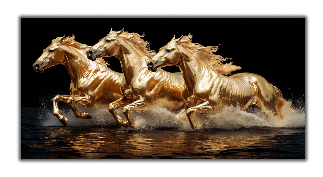 Golden Horse Gold Foil Wall Art Print – Gold Foil Canvas Print Wall Art
