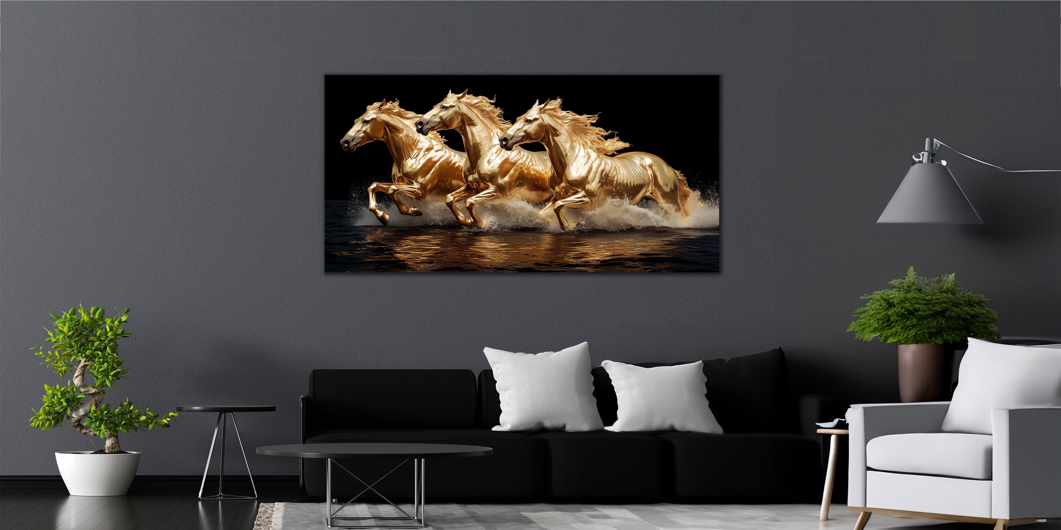 Golden Horse Gold Foil Wall Art Print – Gold Foil Canvas Print Wall Art