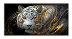 Modern Gold Foil Canvas Print "Tiger" | Abstract Animal Portrait | Metallic Wall Art Decor