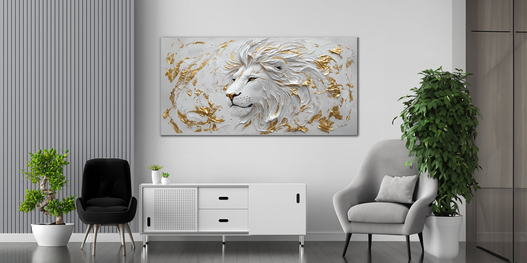 Gold Wall Art – Lion Metallic Foil Canvas