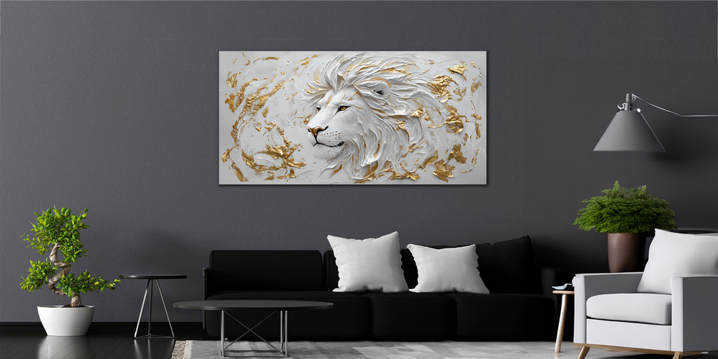 Gold Wall Art – Lion Metallic Foil Canvas