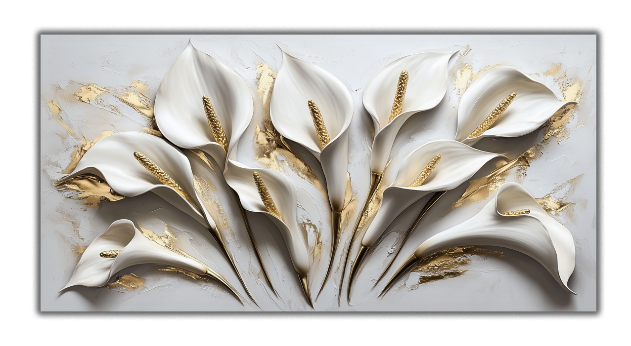 Gold Foil Wall Art Print "Calla Flowers" | Abstract Floral Portrait | Gold Accent Art for Bedroom & Living Room